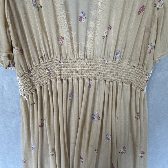 LIFE Love‎ Is For Eternity Kimono Dress Womens XL Yellow Floral Boho Lace Cover - Picture 7 of 9